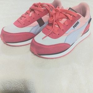 Puma Future Riders, size 13C in little girls, pink/multi color